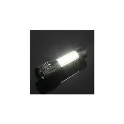 USB şarjlı el feneri yeşil kutulu alüminyum gövde yan görünüm
