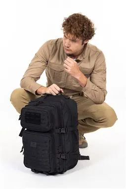 siyah tactical cordura sırt çantası 55 litre alt bölme detayı