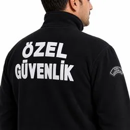 Özel güvenlik polar mont fermuar ve cep detayı