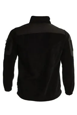 Siyah Askeri Taktik Polar Mont Softshell Omuz Detaylı Fermuarlı Arkadan Görünüm
