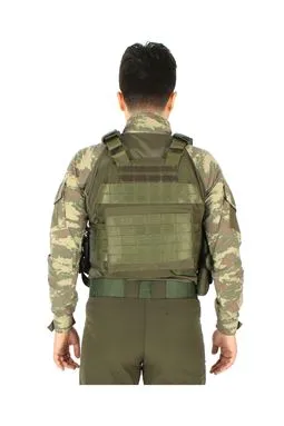 Haki Tactical vest balistik plaka cebi ve MPT-76 şarjörlük detayı