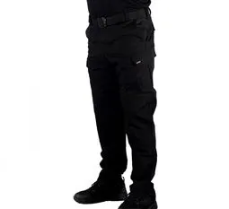 siyah active taktik pantolon 4 mevsim ripstop kumaş ve dokuma detayı