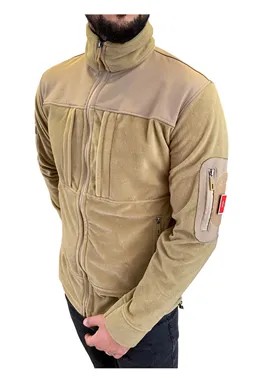çöl sarısı bej taktik softshell polar mont önden görünüm