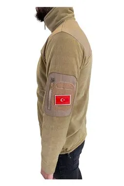 çöl sarısı bej taktik softshell polar mont iç polar astar detayı