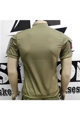 Taktik pusu tişört çöl sarısı (bej) renk arka görünüm