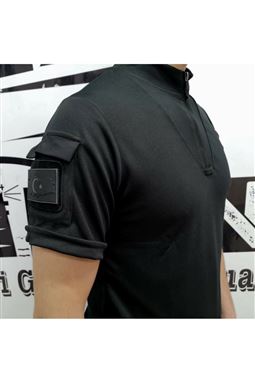 Taktik Pusu Tişört Tactical T-Shirt Siyah Renk