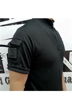 Taktik Pusu Tişört Tactical T-Shirt Siyah Renk