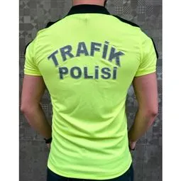 Trafik polis tişörtü Dry-Touch kumaş ve arma cırt detayı