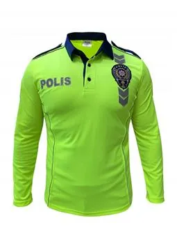 Kışlık uzun kollu trafik polis tişörtü ön görünüm