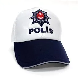 Beyaz trafik polis kepi ön görünüm