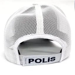 Beyaz trafik polis kepi arka fileli beden ayarı