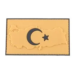 türkiye haritalı türk bayraklı çöl sarısı peç patch önden görünüm