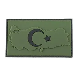 türkiye haritalı türk bayraklı haki peç patch önden görünüm