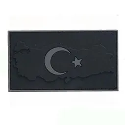 türkiye haritalı türk bayraklı siyah peç patch önden görünüm